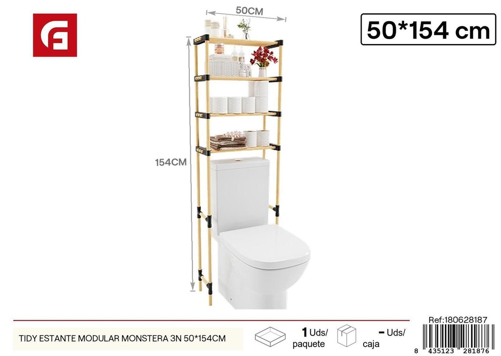 Estante modular Monstera 3 niveles 50x154cm para almacenamiento