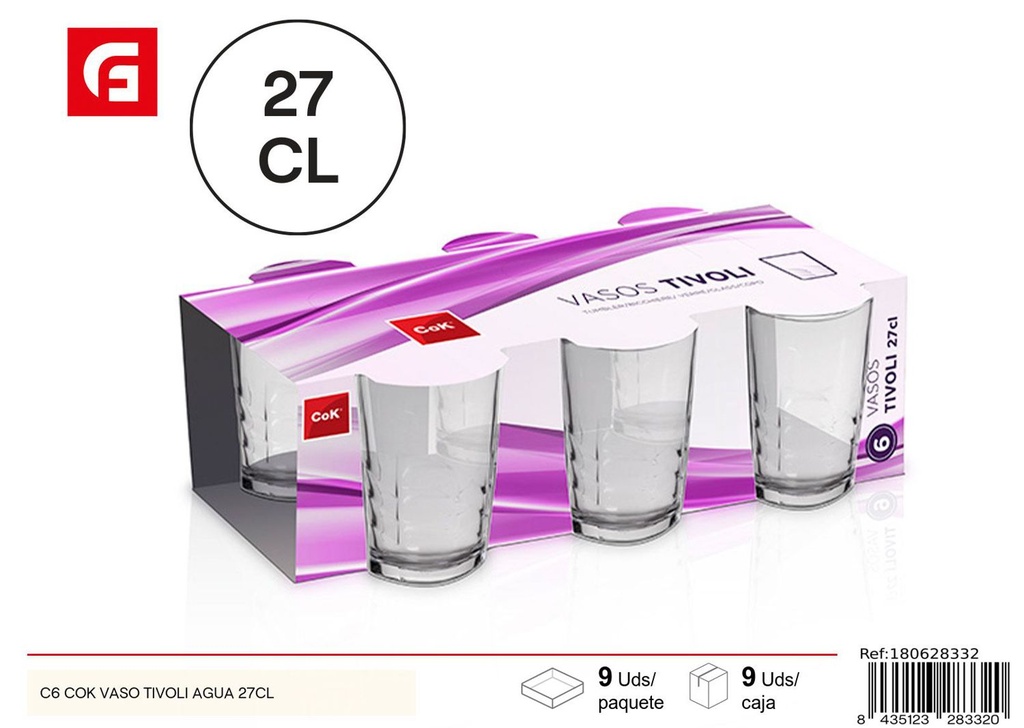 Vaso de vidrio Tivoli agua 27 cl