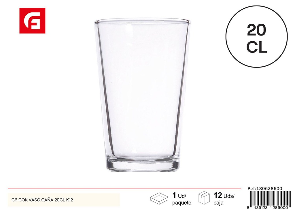 Vaso caña 20cl vidrio cocina