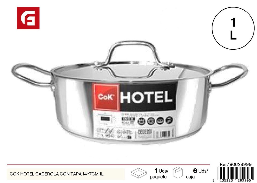 Cacerola con tapa de 14x7 cm 1L - Utensilios de cocina