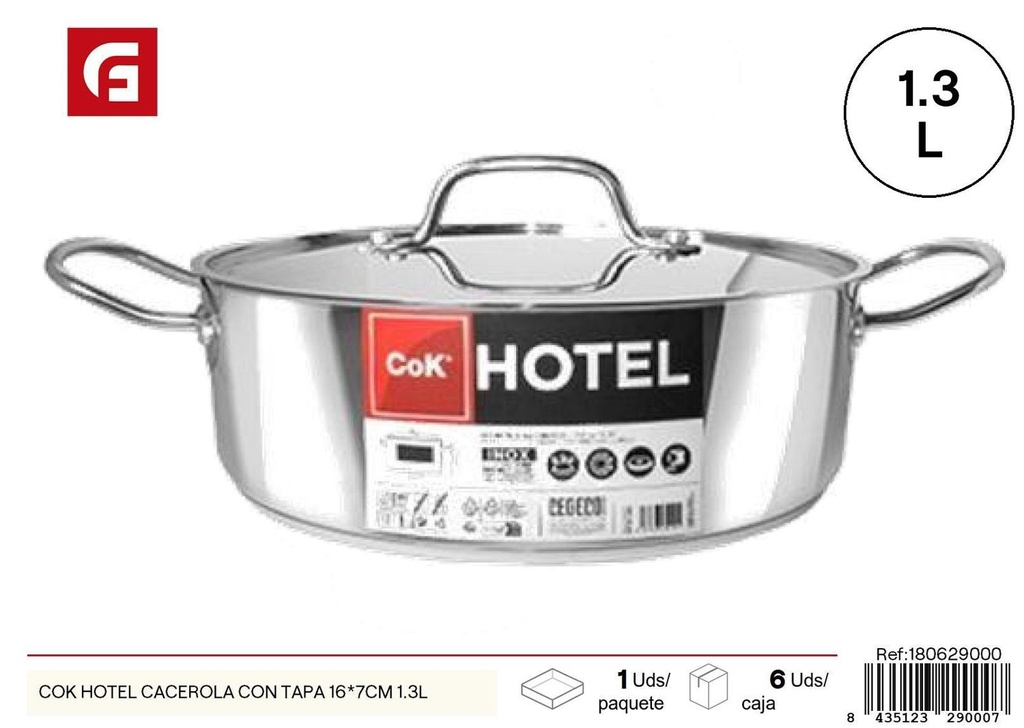 Cacerola con tapa 16*7CM 1.3L - Utensilios de cocina