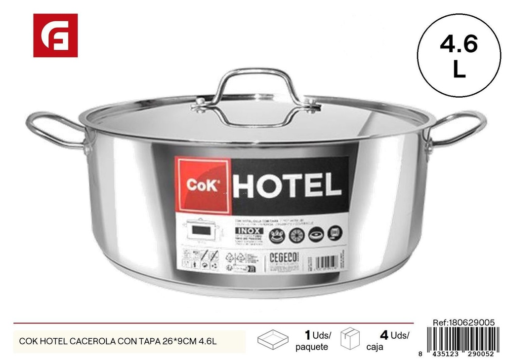 Cacerola con tapa 26*9cm 4.6L - Utensilios de cocina