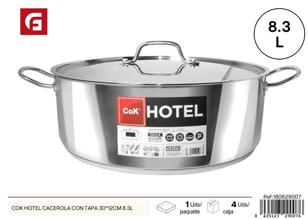 Cacerola con Tapa 30x12 cm 8.3L - Utensilios de Cocina