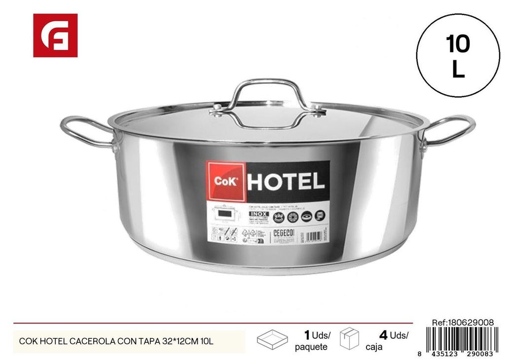 Cacerola con tapa 32*12cm 10L para cocinar en grandes cantidades