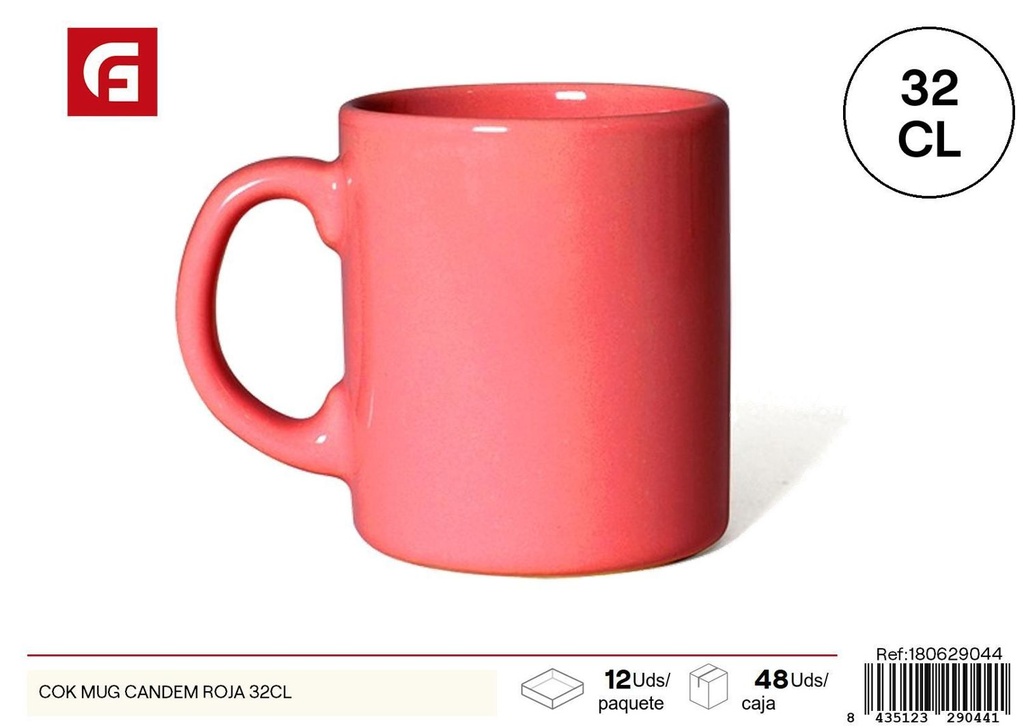 Taza de cerámica roja 32cl para bebidas