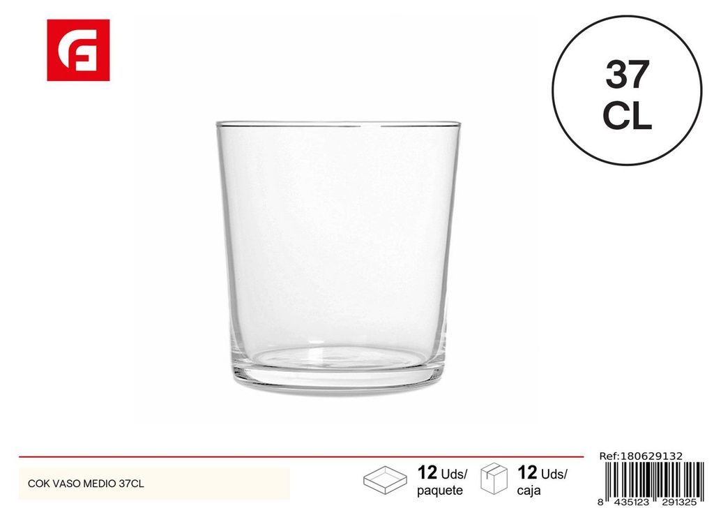 Vaso de vidrio medio 37cl para bebidas