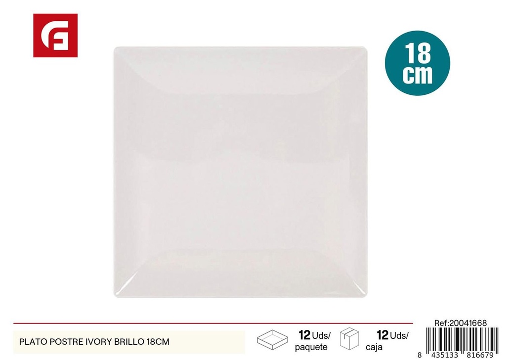Plato de postre brillante 18cm - Vajilla de cerámica