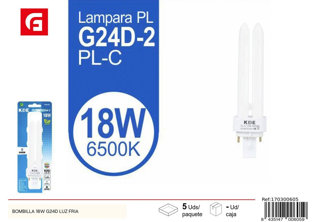 Bombilla de luz fría 18W G24D para iluminación