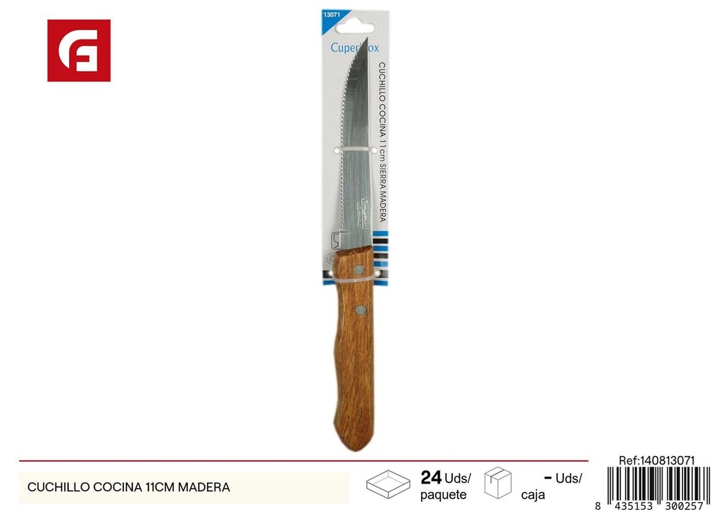 Cuchillo de cocina 11cm con mango de madera para cortar