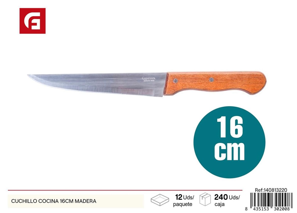 Cuchillo de cocina 16cm con mango de madera