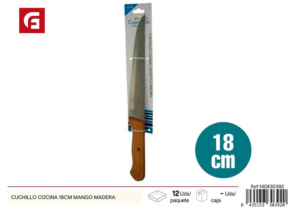 Cuchillo de cocina 18CM con mango de madera