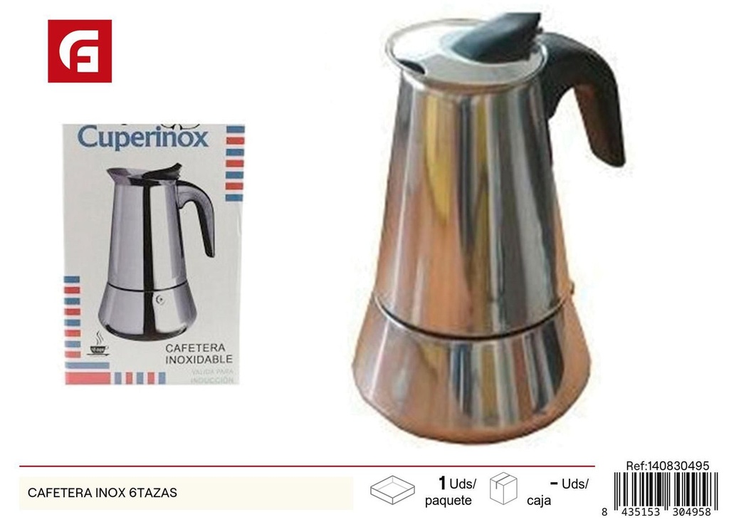 Cafetera inox 6 tazas para cocina