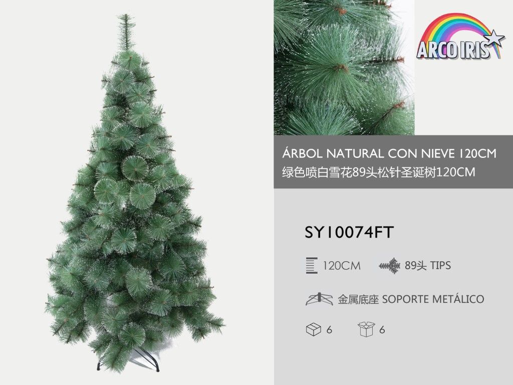 Árbol de Navidad natural verde con nieve 120cm