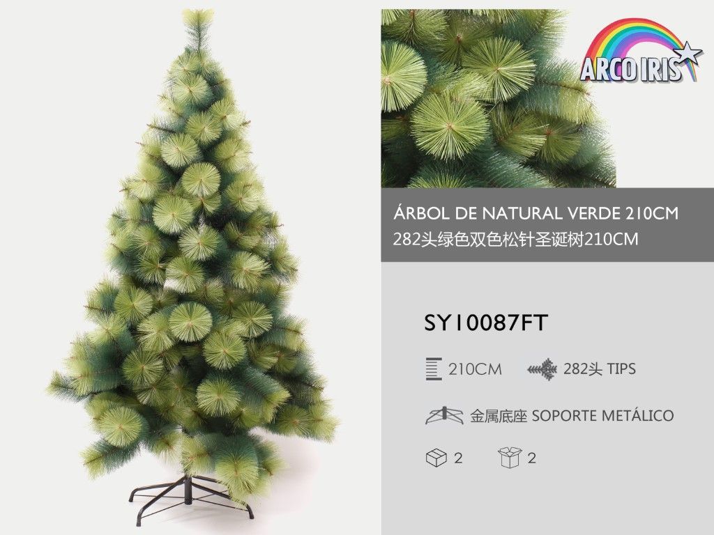 Árbol de Navidad natural verde 210cm para decoración navideña