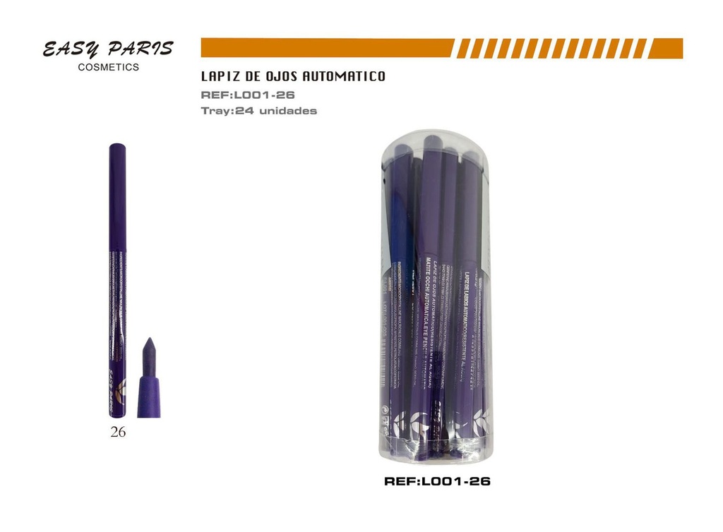 Lápiz perfilador de ojos automático morado (24/u) - Maquillaje