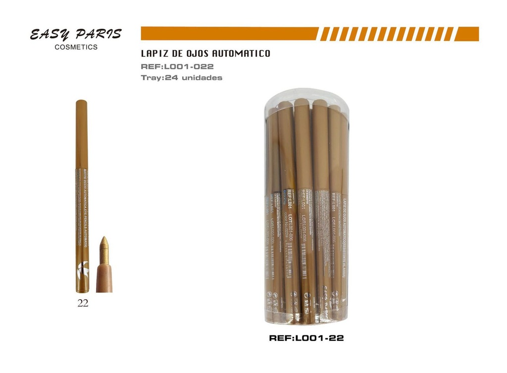 Perfilador de ojos dorado 24/u para maquillaje preciso