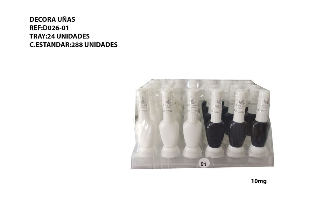DECORA UÑAS BLANCO Y NEGRO 24/U - Decoraciones para uñas