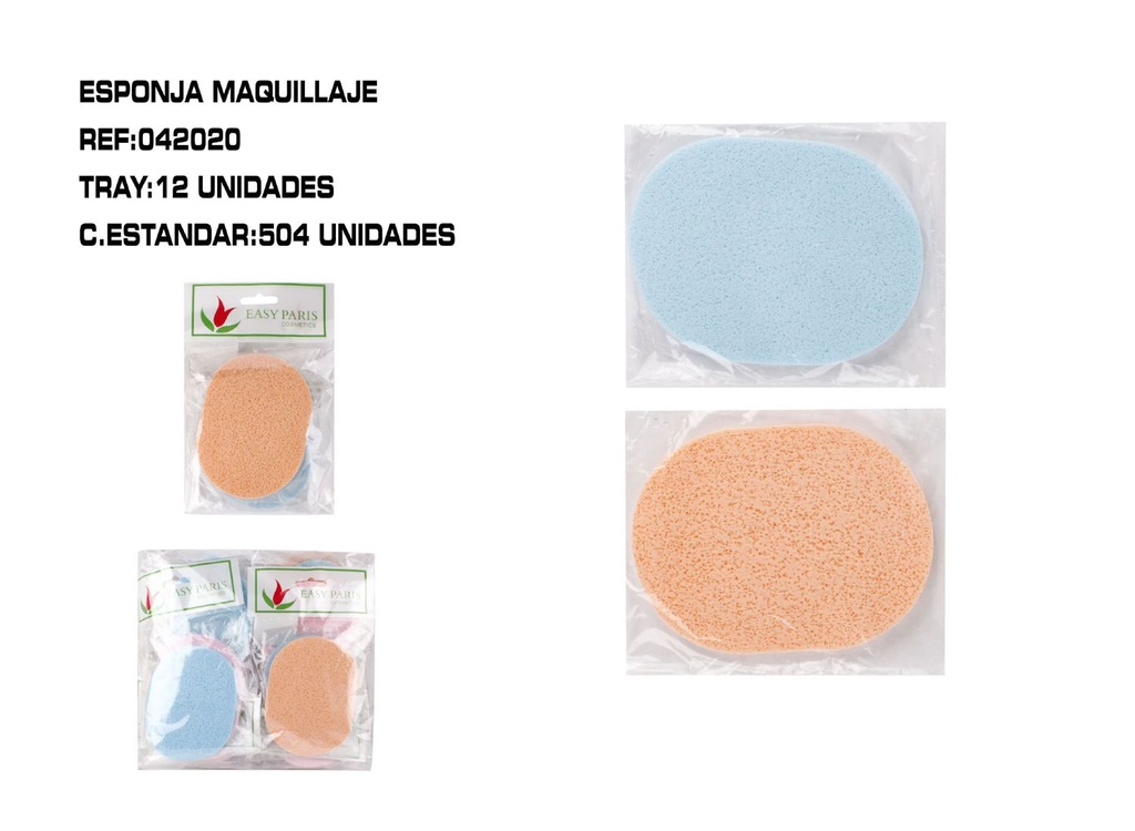 Esponjas desmaquillantes ovaladas 12/u para limpieza facial