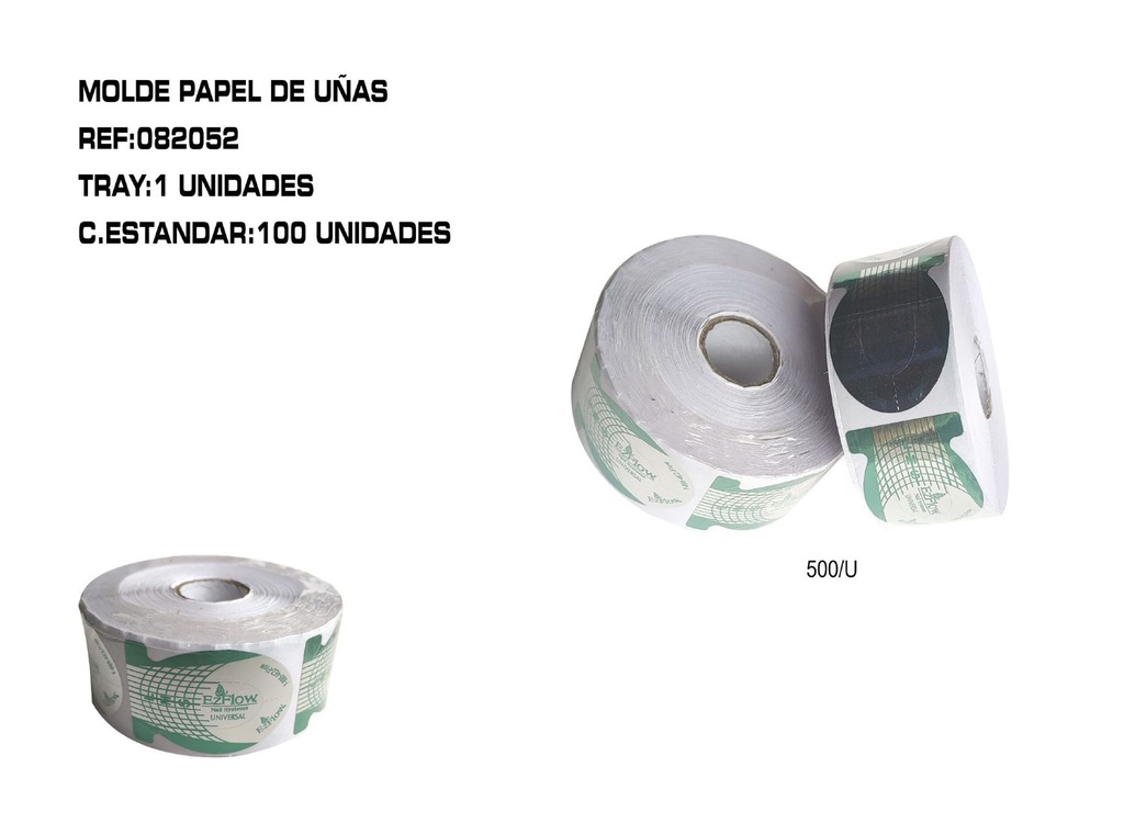 Rollo molde de papel verde de uñas 500u para manicura