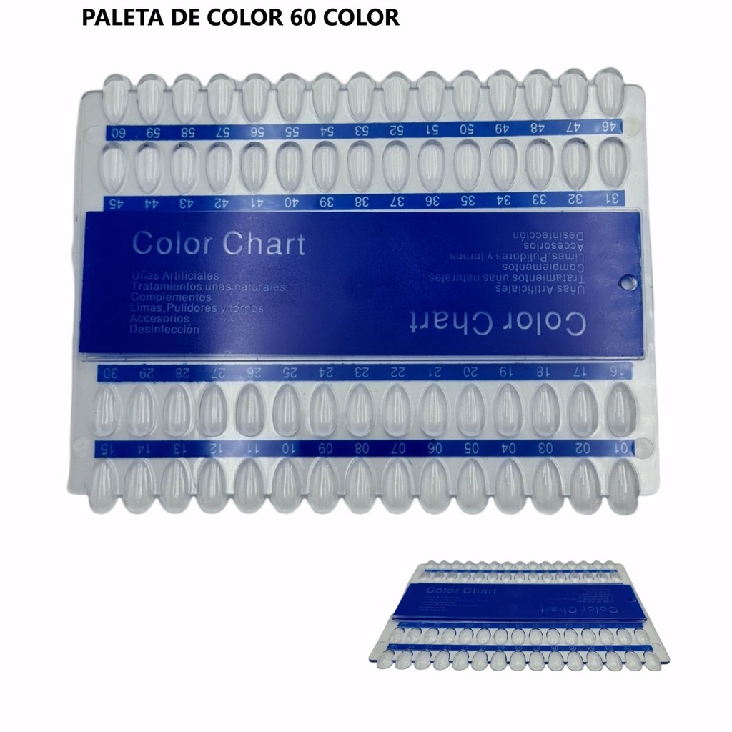 Carta de muestra de uñas 60 colores para manicura y pedicura