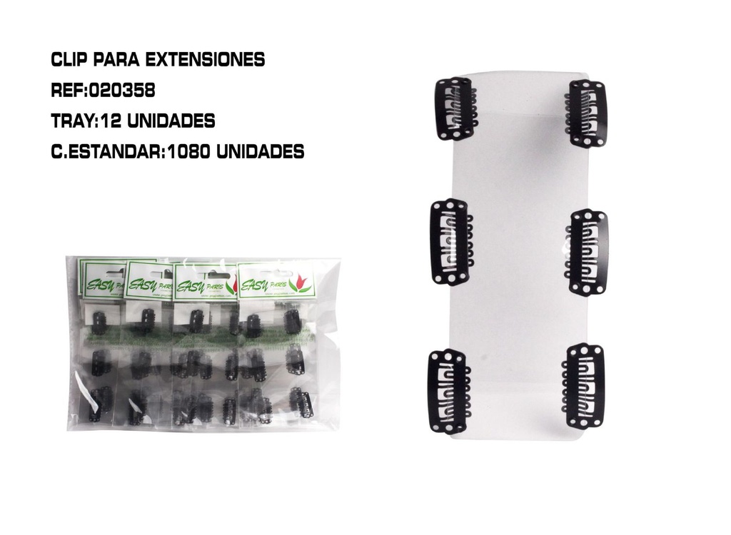 Clip negro (2.3 cm - 12 uds) - Accesorios de belleza y organización
