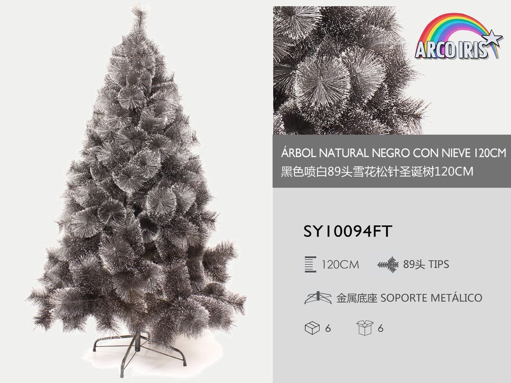 Árbol de Navidad negro con nieve 120cm