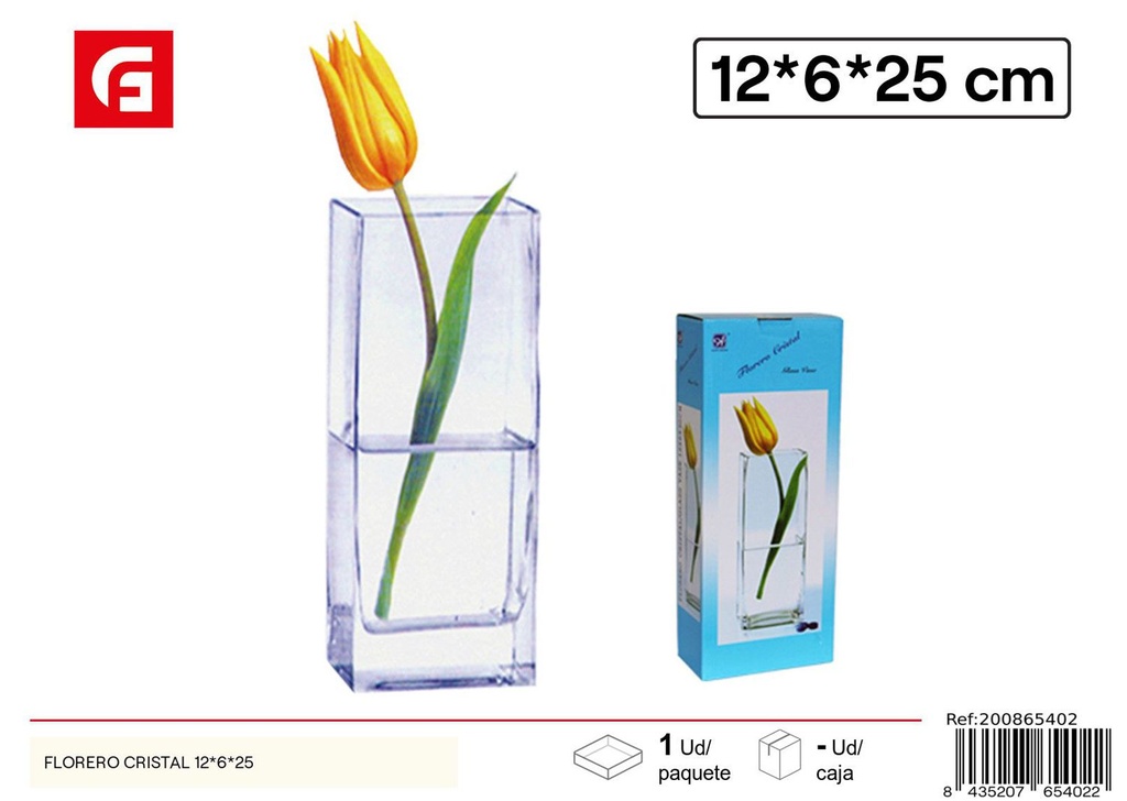 Vasito florero de cristal 12*6*25 cm - Decoración para el hogar