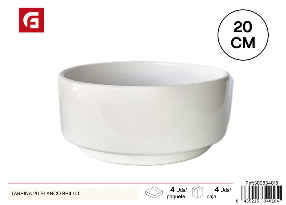 Tarrina blanca brillo 21cm maceta para plantas