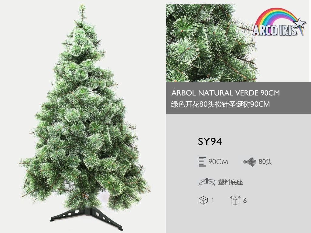 Árbol de Navidad natural verde 90cm para decoración festiva