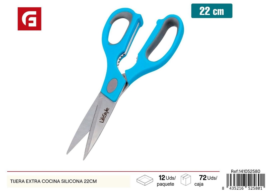 Tijera extra de cocina con mango de silicona 22cm para cocina