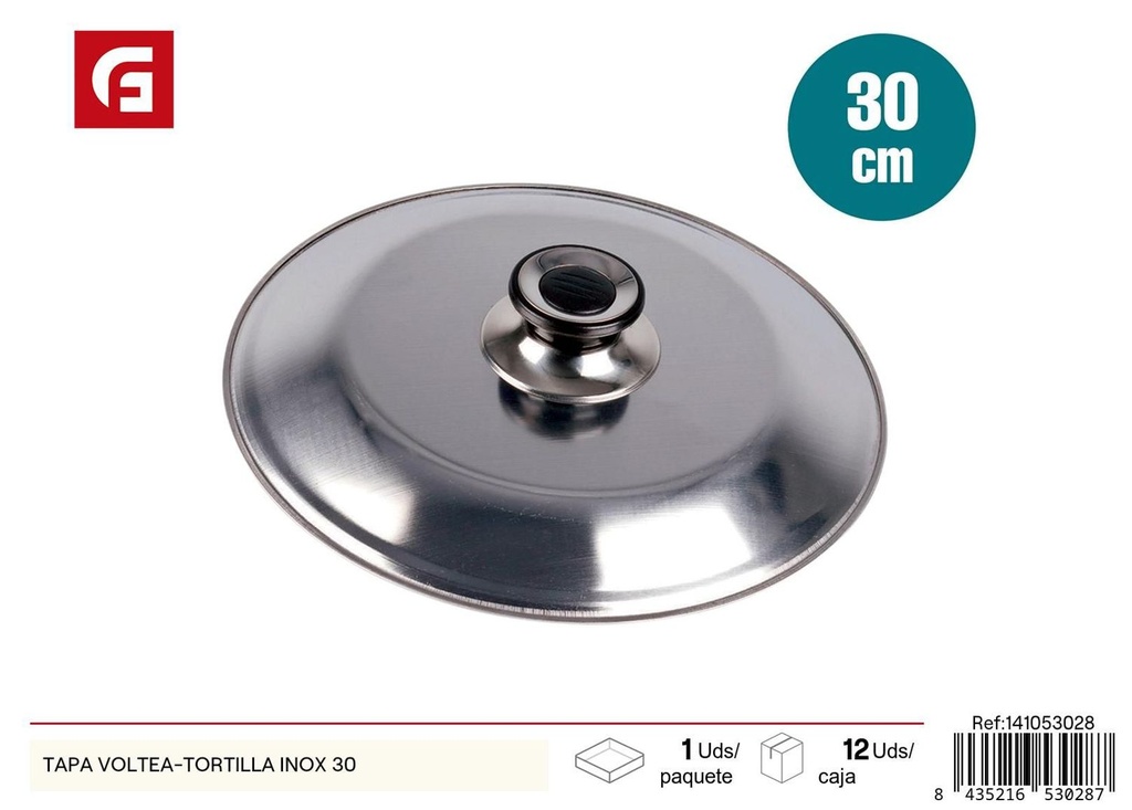 Tapa voltea-tortilla inox 30cm para cocinar tortillas