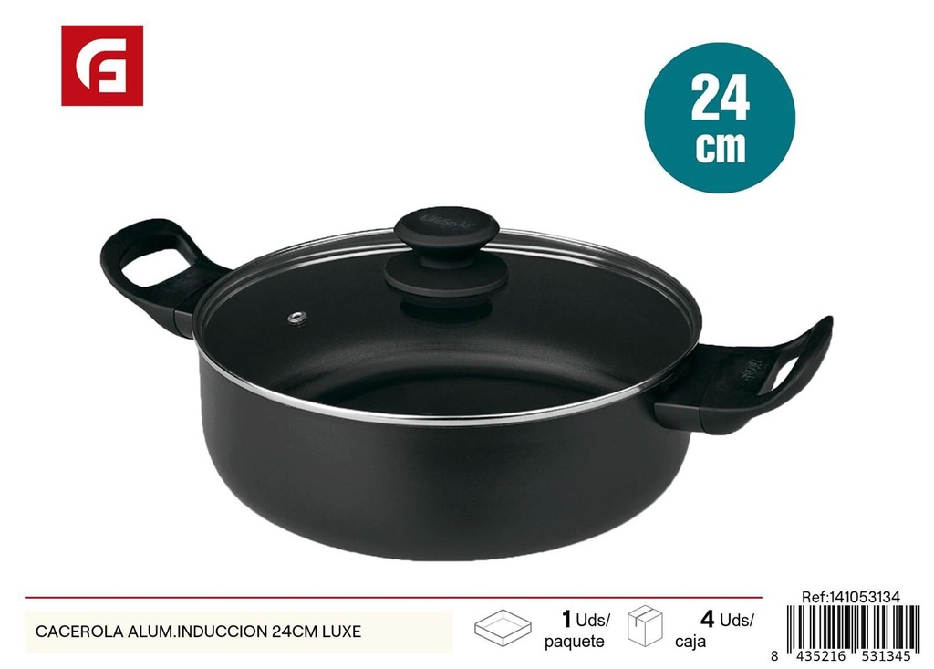 Cacerola de inducción de aluminio 24 cm Luxe - Utensilios de cocina y ollas