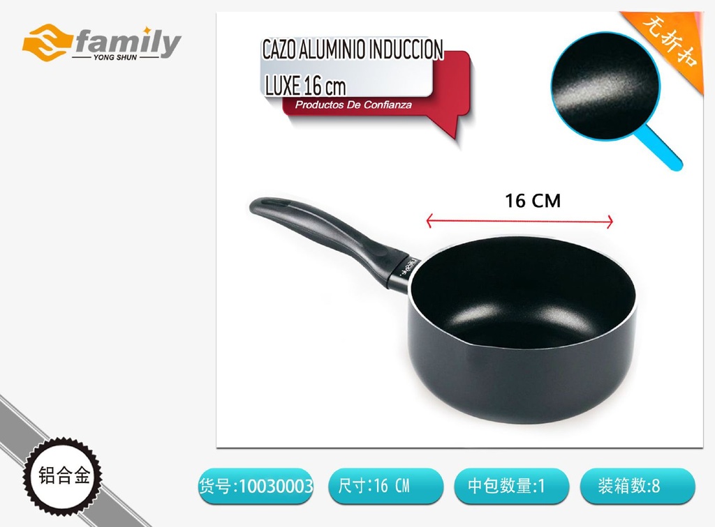 Cazo de aluminio inducción Luxe 16 cm - Cazuela y utensilios de cocina