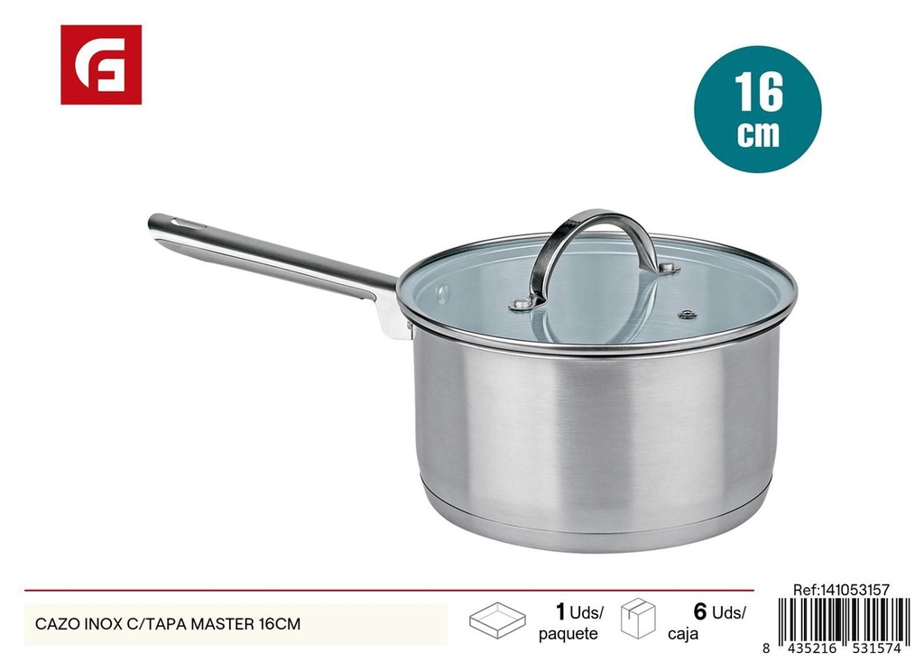 Cazo inox con tapa Master 16cm para cocina