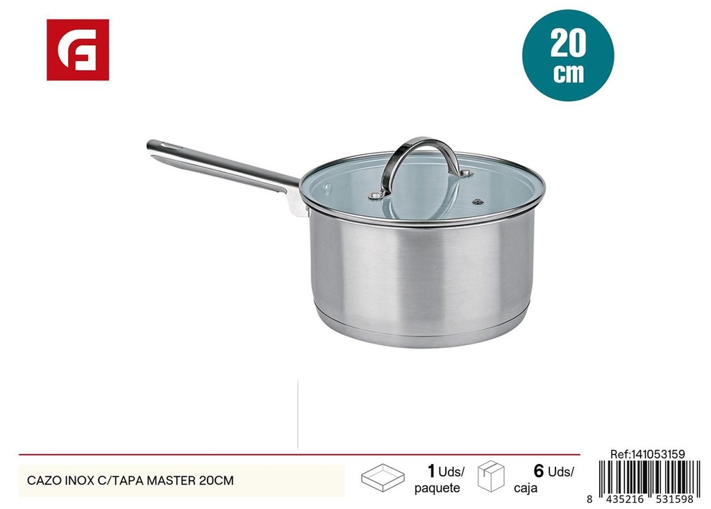 Cazo inox con tapa Master 20cm para cocinar y servir