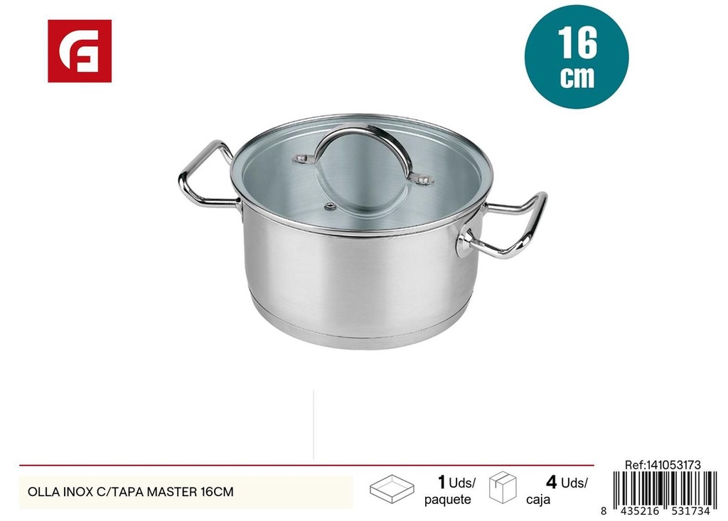 Olla de acero inoxidable con tapa Master 16 cm - Utensilios de cocina