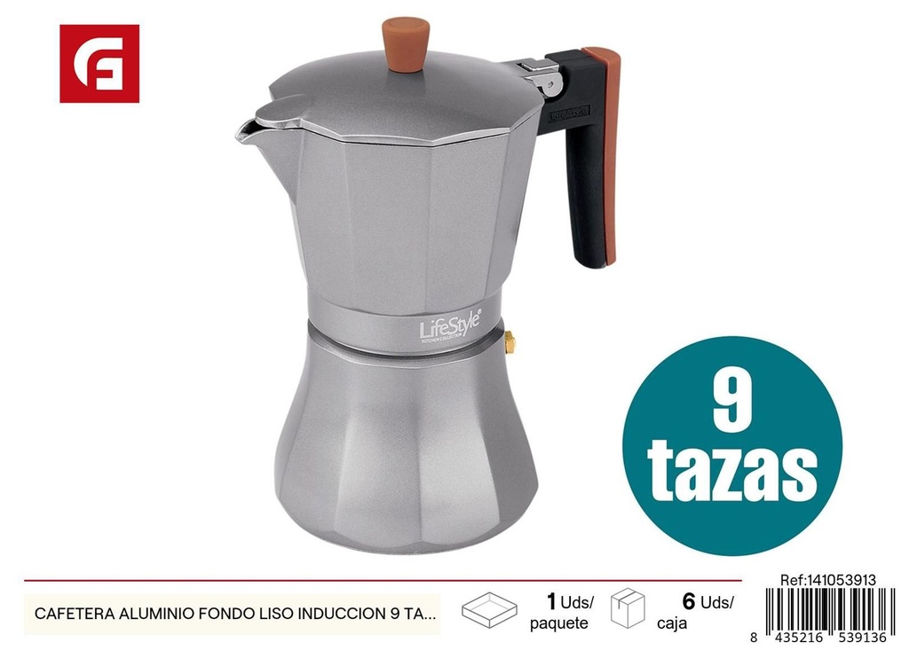 Cafetera de aluminio para inducción 9 tazas