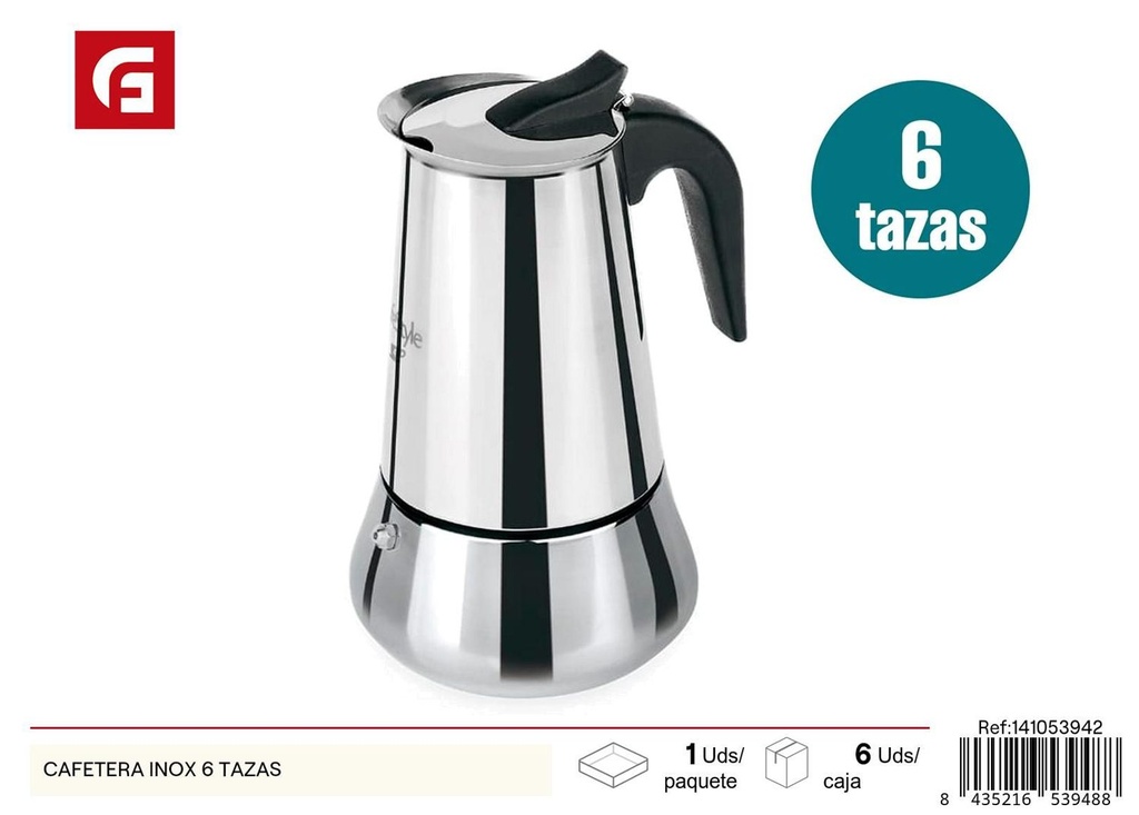 Cafetera inox 6 tazas con filtro