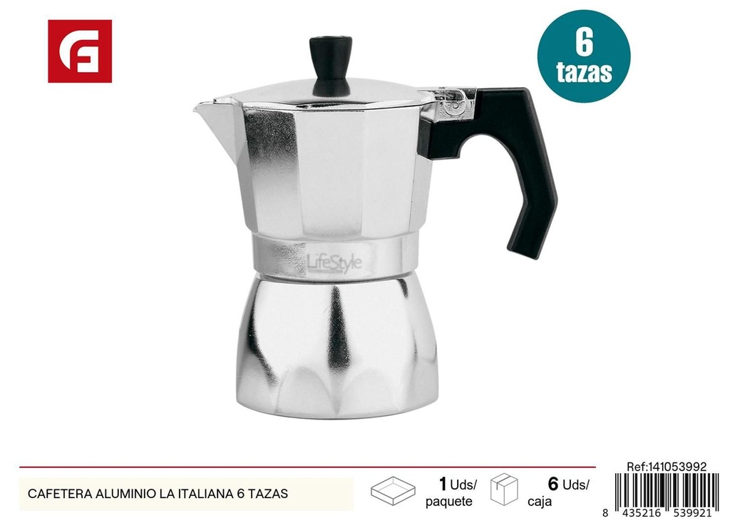 Cafetera de aluminio La Italiana 6 tazas - Utensilios de cocina