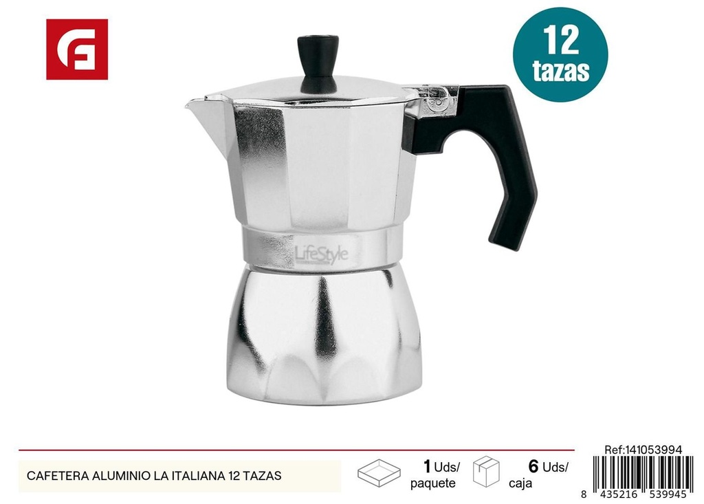 Cafetera aluminio La Italiana 12 tazas