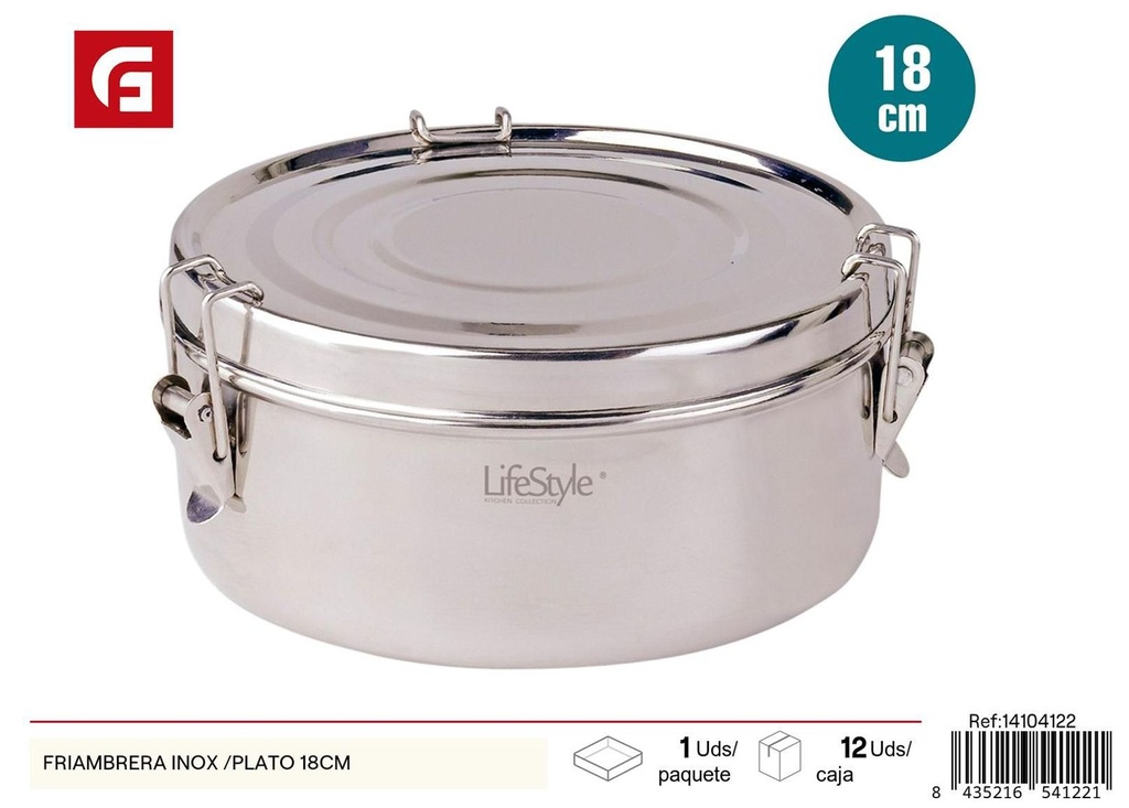 Fiambrera inox/plato 18cm para alimentos