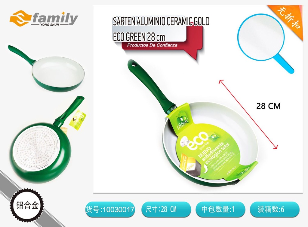 Sartén de aluminizado cerámico eco green 28cm - Utensilios de cocina