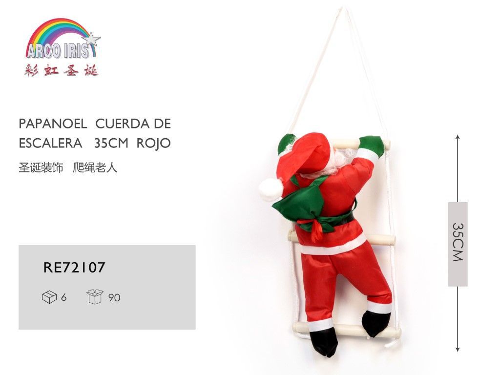 Papá Noel con escaleras 35cm rojo para navidad