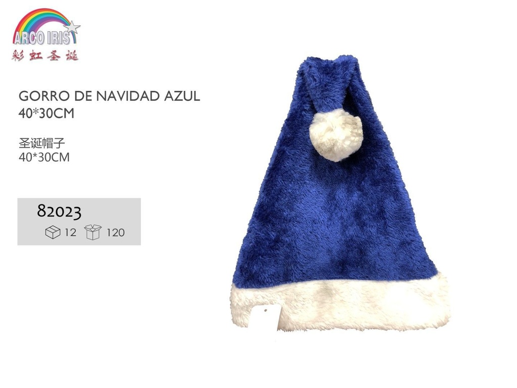 Gorro de Navidad azul 40x30cm