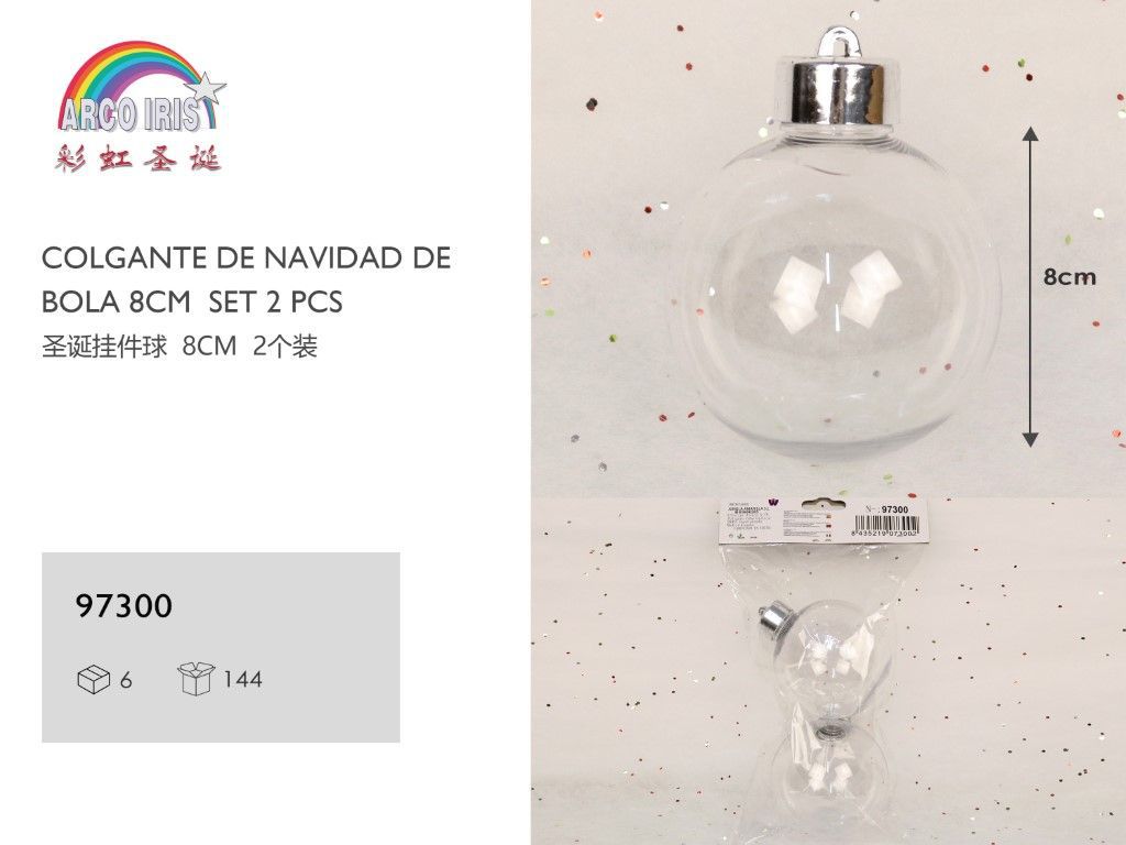 Colgante de bola de navidad 8cm set 2pcs para decoración navideña