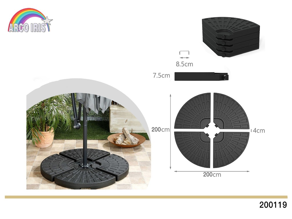 Soporte de metal para sombrilla con peso 13L - Accesorios de jardín