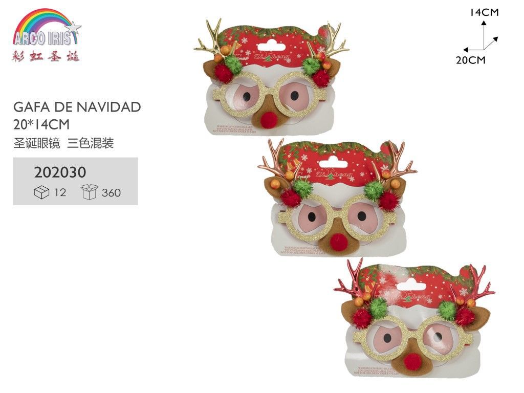 Gafas de Navidad 20x14cm para disfraces y festividades navideñas