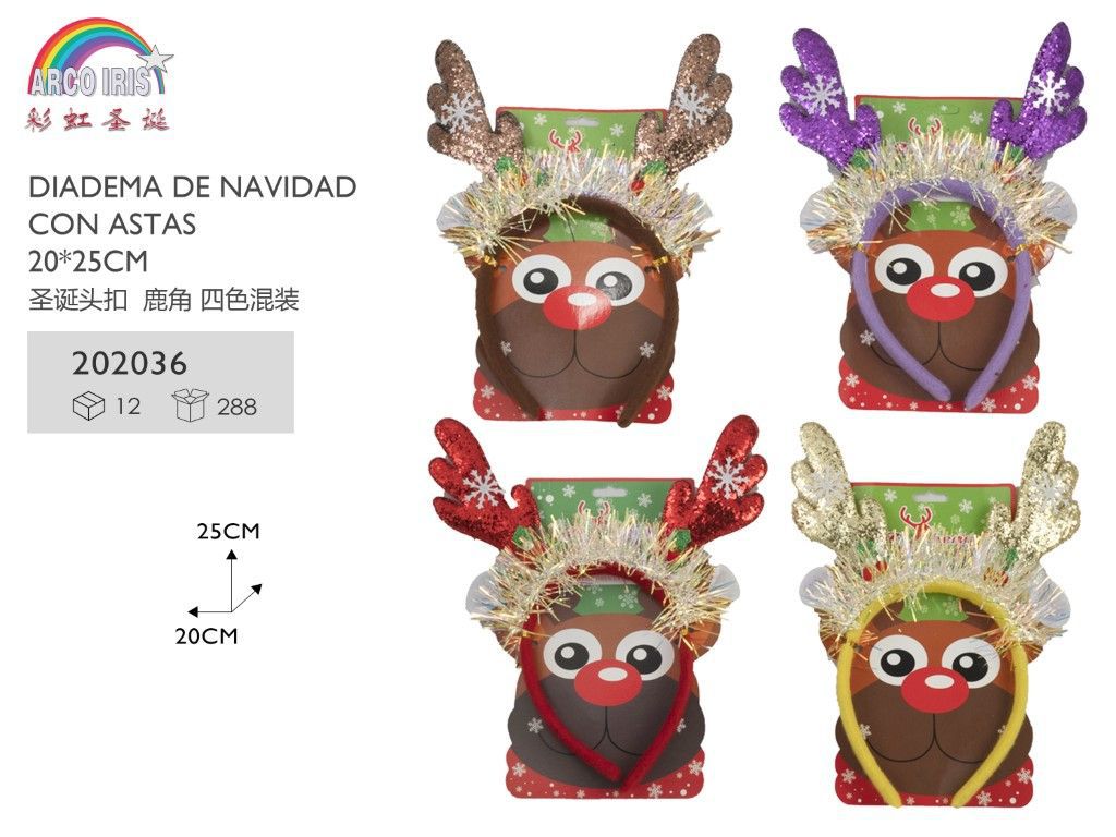 Diadema de Navidad con astas 20x25cm para disfraces navideños