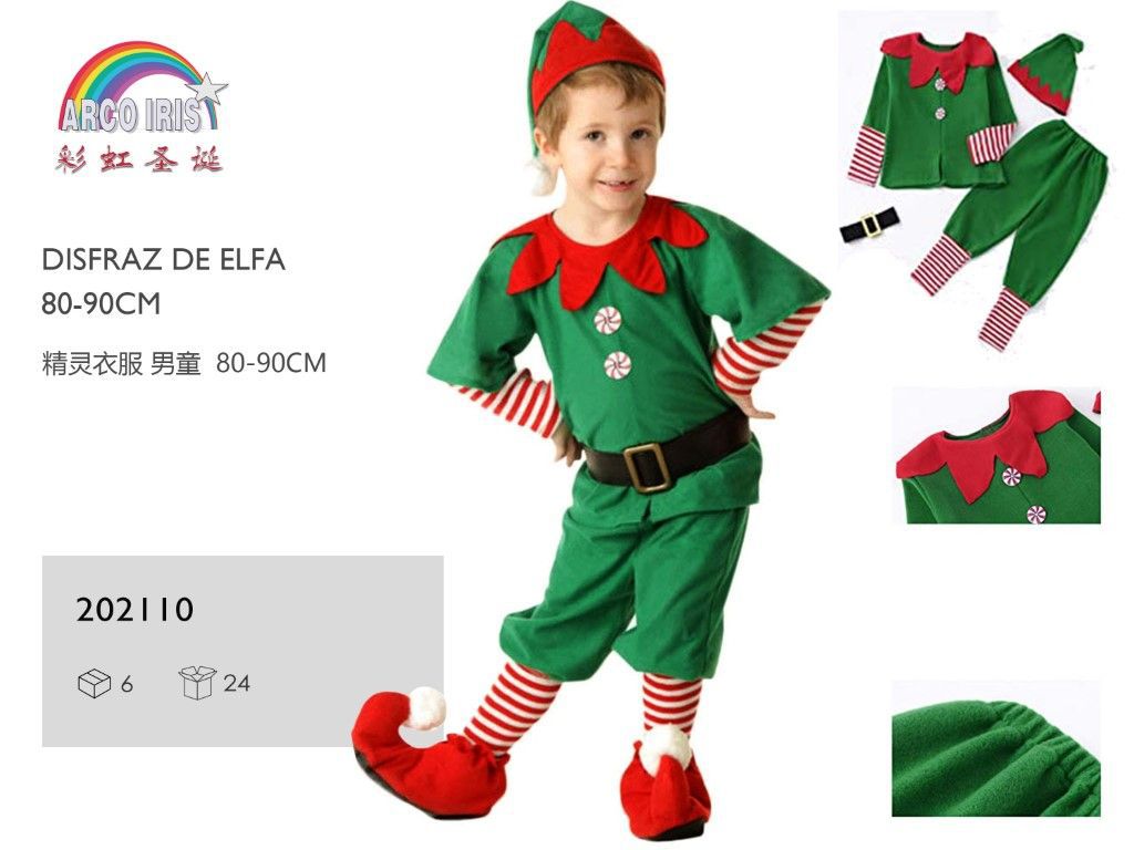 Disfraz de elfo 80-90cm para fiestas navideñas