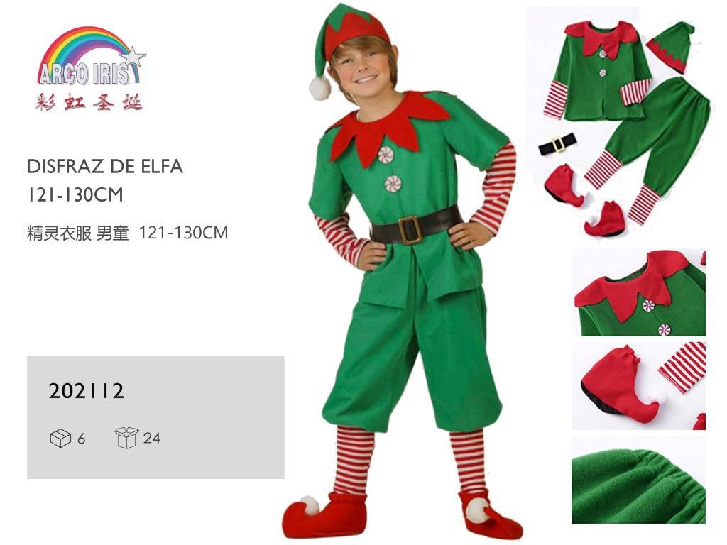 Disfraz de elfo 121-130cm para fiestas navideñas